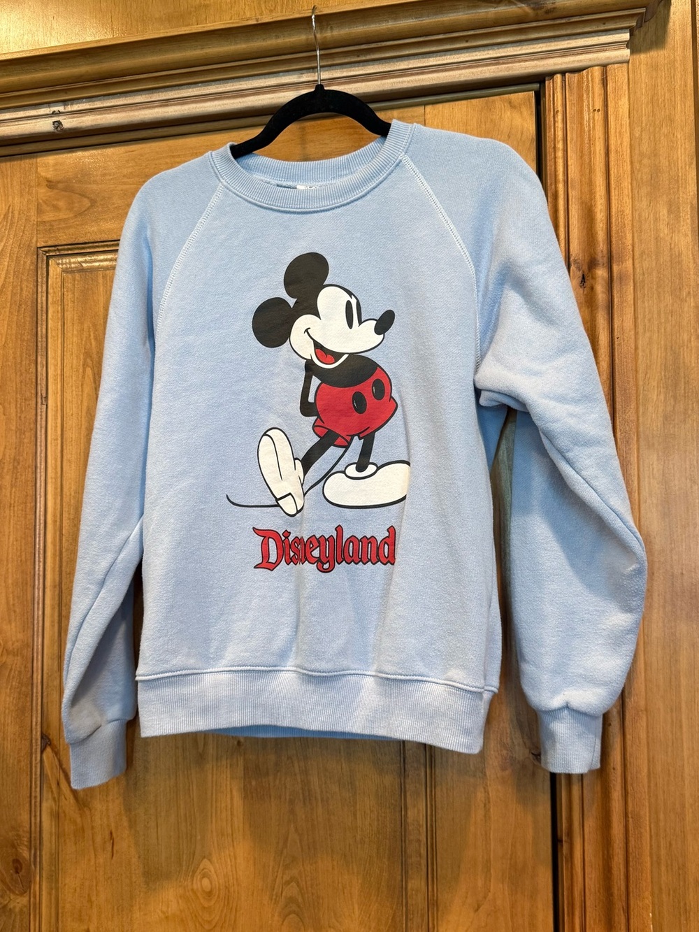 Disneyland Mickey Mouse Crewneck Sweatshirt Light Blue Fleece Women’s XS Disney